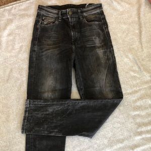 Black Diesel acid wash straight-leg jeans